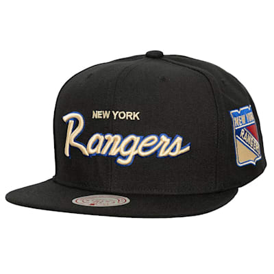  (Mitchell & Ness Cream Script Snapback Hat - New York Rangers - Adult)