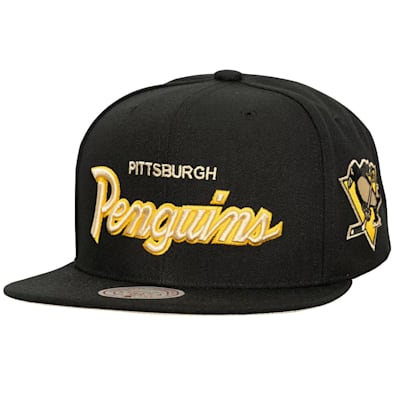  (Mitchell & Ness Cream Script Snapback Hat - Pittsburgh Penguins - Adult)
