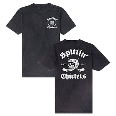  (Barstool Sports Spittin' Chiclets Skull Helmet Sticks Tee - Adult)