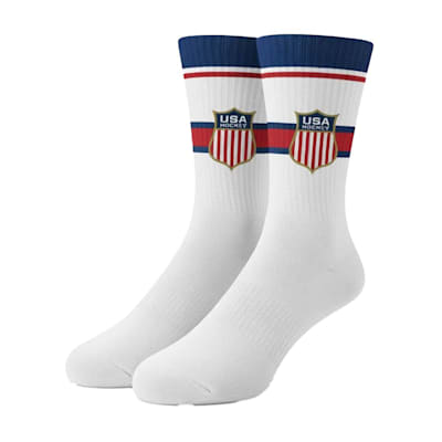  (Major League Socks White Shield Socks - USA - Adult)