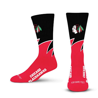  (For Bare Feet Black wave Crew Sock - Chicago Blackhawks - Youth)