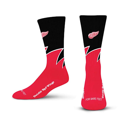  (For Bare Feet Black wave Crew Sock - Detroit Red Wings - Adult)