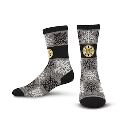  (For Bare Feet Big Snowflakes Crew Socks - Boston Bruins - Adult)