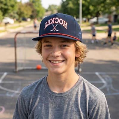  (Chalk Talk Sports Hockey Rope Snapback Hat - Upside Down - Youth)