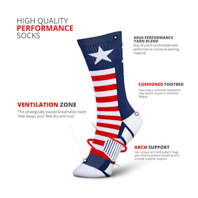 (Chalk Talk Sports Mid-Calf Socks - Patriotic - Youth)