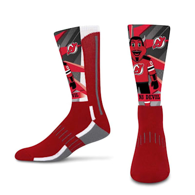  (For Bare Feet Mascot Retro Vibes Socks - New Jersey Devils - Youth)
