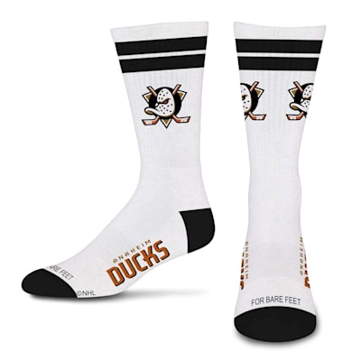  (For Bare Feet White Stripes Socks - Anaheim Ducks - Adult)