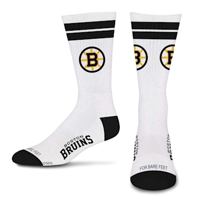  (For Bare Feet White Stripes Socks - Boston Bruins - Adult)