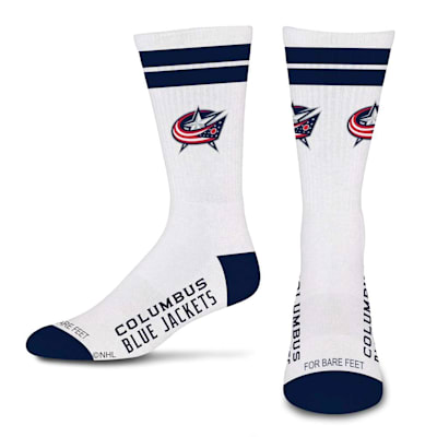  (For Bare Feet White Stripes Socks - Columbus Blue Jackets - Adult)