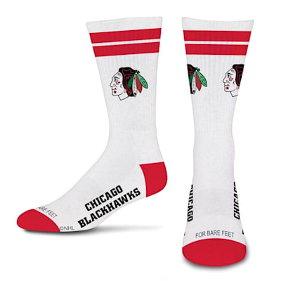  (For Bare Feet White Stripes Socks - Chicago Blackhawks - Adult)