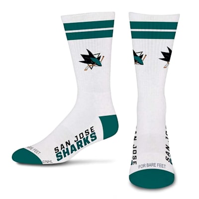  (For Bare Feet White Stripes Socks - San Jose Sharks - Adult)
