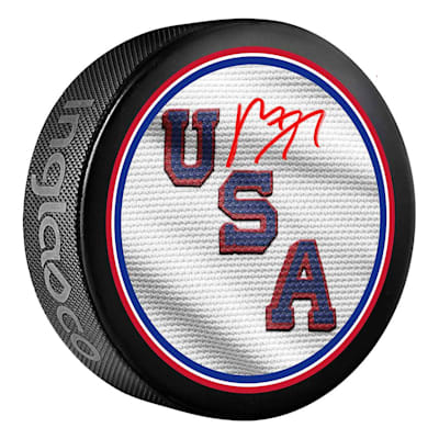  (Fanatics Autographed 2026 Winter Olympics Hockey Puck - Matthew Tkachuk)