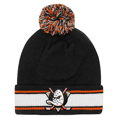  (Outerstuff Cuffed Stripe Pom Knit Hat - Anaheim Ducks - Youth)