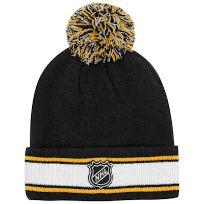  (Outerstuff Cuffed Stripe Pom Knit Hat - Boston Bruins - Youth)