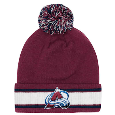  (Outerstuff Cuffed Stripe Pom Knit Hat - Colorado Avalanche - Youth)