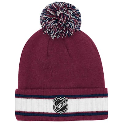  (Outerstuff Cuffed Stripe Pom Knit Hat - Colorado Avalanche - Youth)