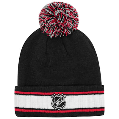  (Outerstuff Cuffed Stripe Pom Knit Hat - New Jersey Devils - Youth)