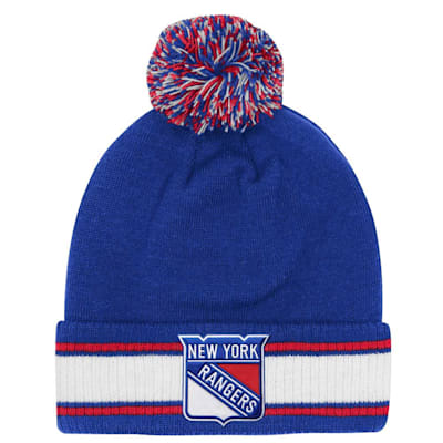  (Outerstuff Cuffed Stripe Pom Knit Hat - New York Rangers - Youth)