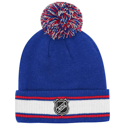  (Outerstuff Cuffed Stripe Pom Knit Hat - New York Rangers - Youth)