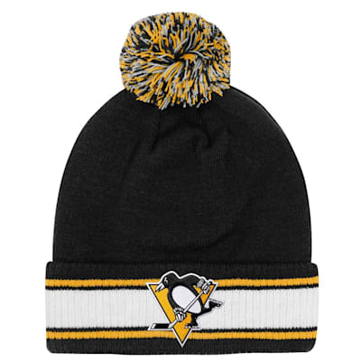  (Outerstuff Cuffed Stripe Pom Knit Hat -Pittsburgh Penguins - Youth)