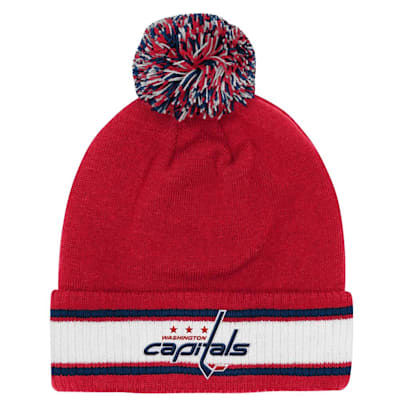  (Outerstuff Cuffed Stripe Pom Knit Hat - Washington Capitals - Youth)