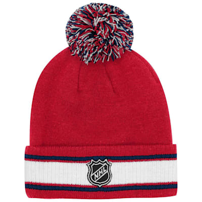 (Outerstuff Cuffed Stripe Pom Knit Hat - Washington Capitals - Youth)