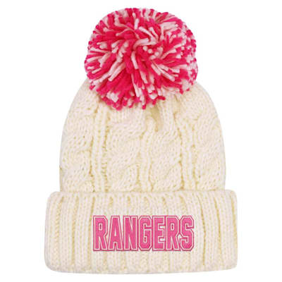  (Outerstuff Cuffed Knit Pom Hat - New York Rangers - Girls)