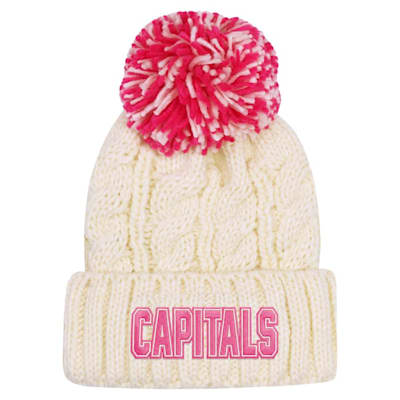  (Outerstuff Cuffed Knit Pom Hat - Washington Capitals - Girls)