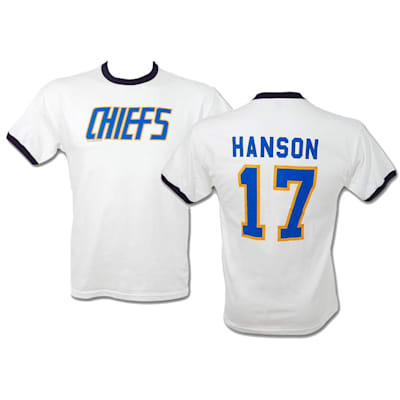 Mad Brothers Slapshot Charlestown Chiefs Hanson 17 Ringer Tee Shirt Mens Pure Hockey Equipment