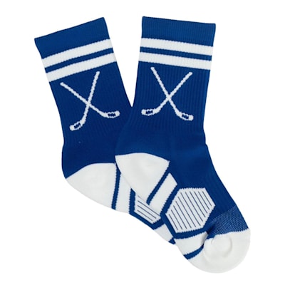  (Chalk Talk Sports Hockey Mid-Calf Socks - Crossed Sticks - Royal - Youth)