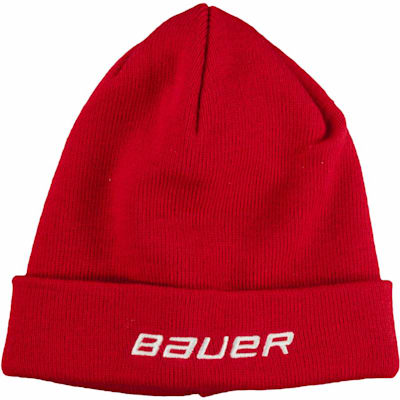 Red (Bauer Cuffed Rib Knit Toque Winter Hat - Adult)