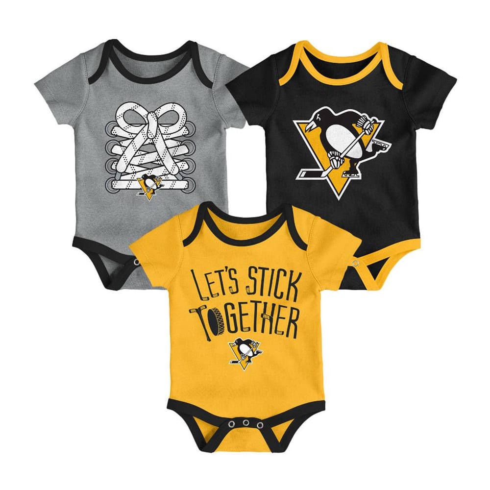 Adidas Pittsburgh Penguins Five On Three Baby Onesie 3 Pack