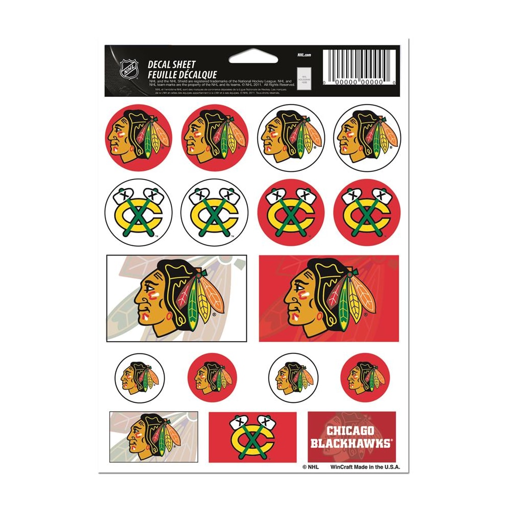 Wincraft Vinyl Sticker Sheet Chicago Blackhawks Pure Hockey Equipment