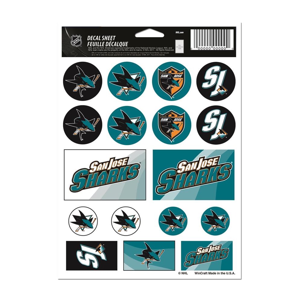 Wincraft Vinyl Sticker Sheet San Jose Sharks Pure Hockey Equipment