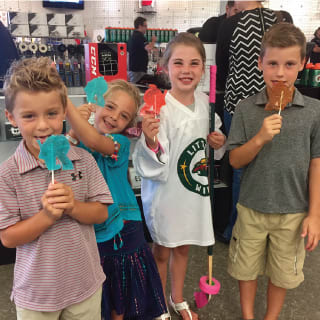 Children Posing At Minnesota Wild Learn To Play Event