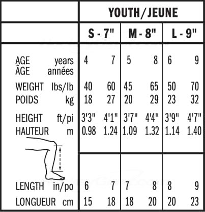 Bauer Youth Hockey Shin Guard Sizing, Bauer Youth Hockey Shin Guard Size Chart