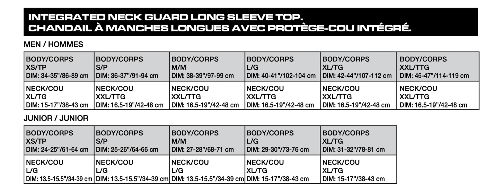 Bonderkage Sizing Chart