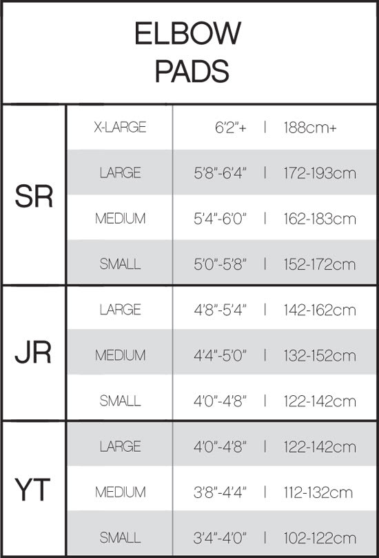 Goalie Pad Size Chart