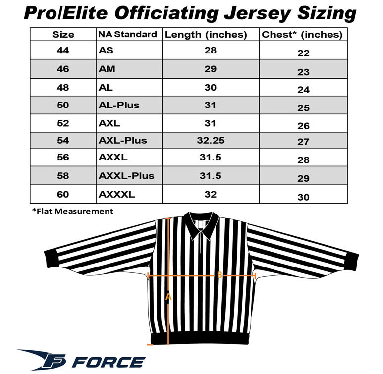 Force Referee Shirt Sizing