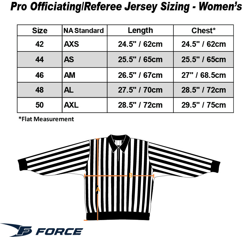 Force Referee Shirt Sizing