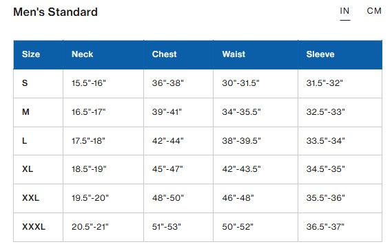 Guy Harvey Sizing Chart