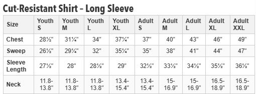 Howies Hockey Baselayer Size Chart
