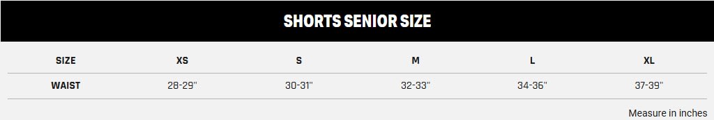 Battlegear Adult Shorts Sizing Chart