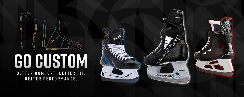 Graphic of Hockey Skate and Foot Volume - Go Custom - Better Comfort. Better Fit. Better Performance.