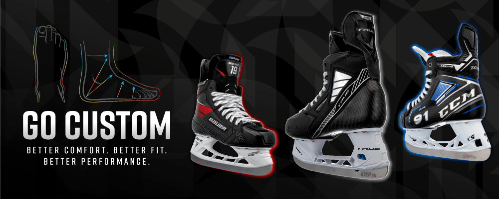 Graphic of Hockey Skate and Foot Volume - Go Custom - Better Comfort. Better Fit. Better Performance.
